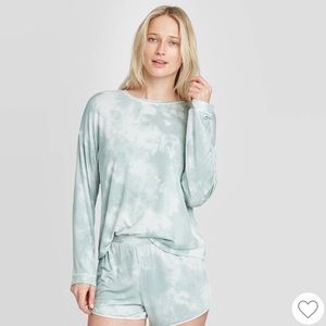 Stars Above Tie-Dye Long Sleeve Mint Pajama Set